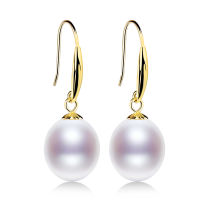 XF800 18K Gold Earrings Natural Fresh Water Au750 Pearl Drop Earrings Fine Jewlery Wedding Party Gift For Women Girl E235