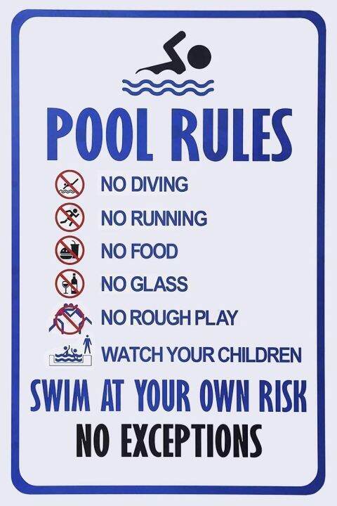 Nobrand Wall Decor Personalized Swimming Pool Rules with Their Own Risk ...