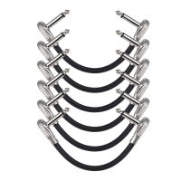 ammoon 6-Pack Guitar Patch Cable 15cm 6in Guitar Effect Pedal Patch Cable 14" Silver Right-angle Plug Black PVC Jacket