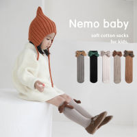 【cw】2022 Autumn and Winter New Girls Socks Korean Fashion Style Baby Stockings Solid Color Bow Heel Princess Cotton Socks 【hot】