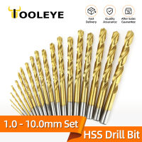 1.0-10.0mm Set Titanium Coated Twist Drill Bits Set High Speed Steel Twist Drill Bit HSS W6542 For Metal And Wood Drilling Tools