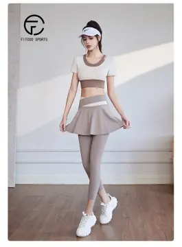 Women High Waist Skirts Legging Nylon Elasticity Gymwear Workout Running  Activewear Yoga Trainning Pant Fake Two Skirt + Pants