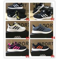 6 สี Adidas ป๊อปคอร์นพื้นผิวด้านล่างถักรองเท้ากีฬาสีขาวระบายอากาศคู่รองเท้าวิ่งทนการสึกหรอ