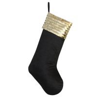 Free Shipping Black Velvet Body Christmas Stocking With Green Sequin BlingBling Cuff Christmas Sock P4772 Socks Tights