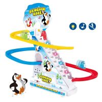 Funny Penguin Duck Dog Climbing Stairs Music Toys for Children Parent-Child Puzzle Slide Interactive toys Electric Railcar Music