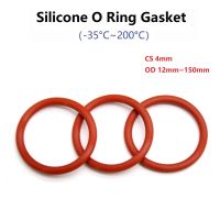 Red Silicone Ring Gasket CS4mm OD62 ~ 150mm Silicon O Ring Gasket Food Grade Rubber Sealing Ring VMQ Assortment Tools Insulated Waterproof-10/5Pcs