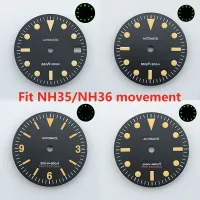 หน้าปัด NH35 28.5มม. หน้าปัด S แบบย้อนยุคหน้าปัดเรืองแสงสีเขียวเหมาะสำหรับ NH35 NH36นาฬิกาข้อมือตกแต่ง