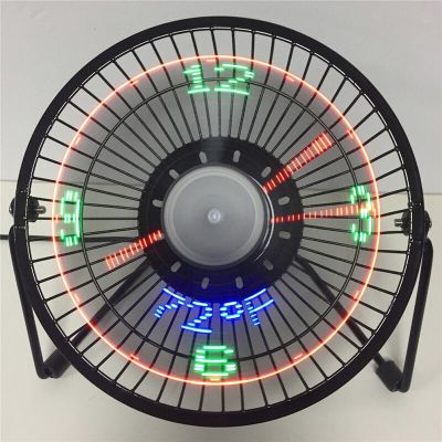USBนาฬิกาLEDพัดลมMini Real Timeอุณหภูมิจอแสดงผล 360 พัดลมระบายความร้อนสำหรับโฮมออฟฟิศ