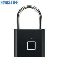 Black silver Keyless USB Rechargeable Door Lock Fingerprint Smart Padlock Quick Unlock Zinc alloy Metal Self Developing Chip