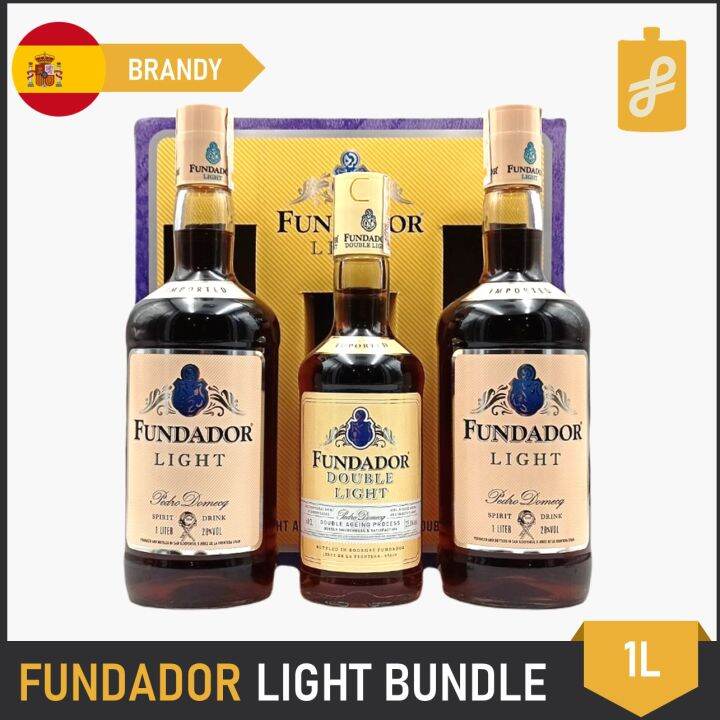 Fundador Light Brandy 1l 2 Bottles With Free Double Light Brandy 500ml Lazada Ph