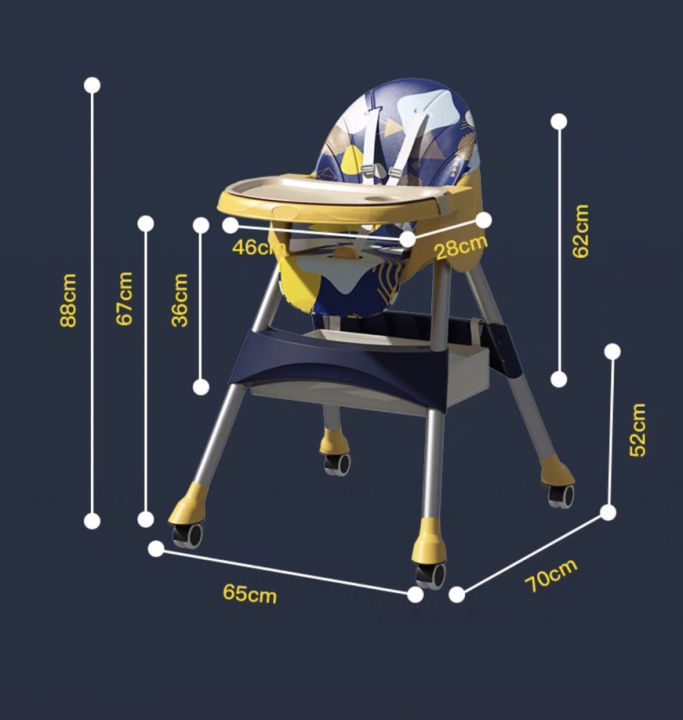 มีล้อ-เก้าอี้กินข้าวเด็ก-เก้าอี้นั่งทานอาหารพับได้-แข็งแรง-ปรับระดับได้-พับได้เก้าอี้ทานข้าว-4-in-1