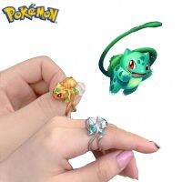 แหวนโปเกมอนเครื่องประดับเงินทอง Bulbasaur,อะนิเมะอุปกรณ์ต่อพ่วงคอสเพลย์ผู้หญิงแหวนแบบปรับขนาดได้ไม่ซีดของขวัญวันเกิด