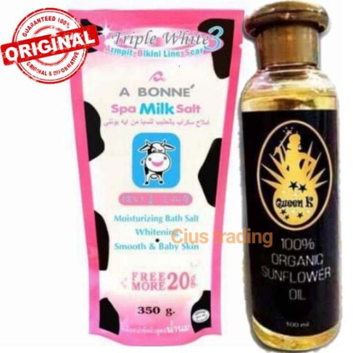 SUNFLOWER OIL BY QUEEN K AND ABONNE SPA MILK SCRUB COMBO SET [BOTH