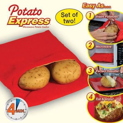 1PC NEW Red Washable Cooker Bag Baked Potato Microwave Cooking Potato Quick Fast baking bag kitchen tools