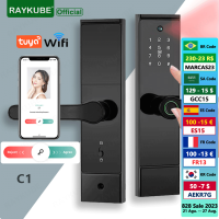 RAYKUBE P10 Tuya WiFi Peephole HD กล้องลายนิ้วมือดิจิตอลสมาร์ทประตูล็อคในตัว GATEWAY APP ปลดล็อคระยะไกล 8 ภาษา-hjgytyuuiytt