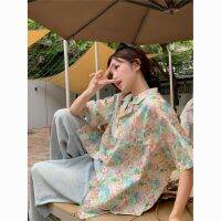 COCONI เสื้อสตรีภาพวาดสีน้ำมันแยกส่วน,เสื้อลำลองฤดูร้อนแบบบางหลวม