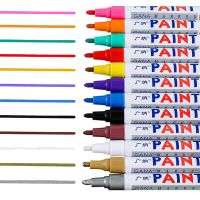 12ชิ้น/ชุดปากกาสีสีถาวรสีขาวปากกามาร์กเกอร์ Posca มันกันน้ำยางยางรถยนต์อุปกรณ์ศิลปะ Marcadores