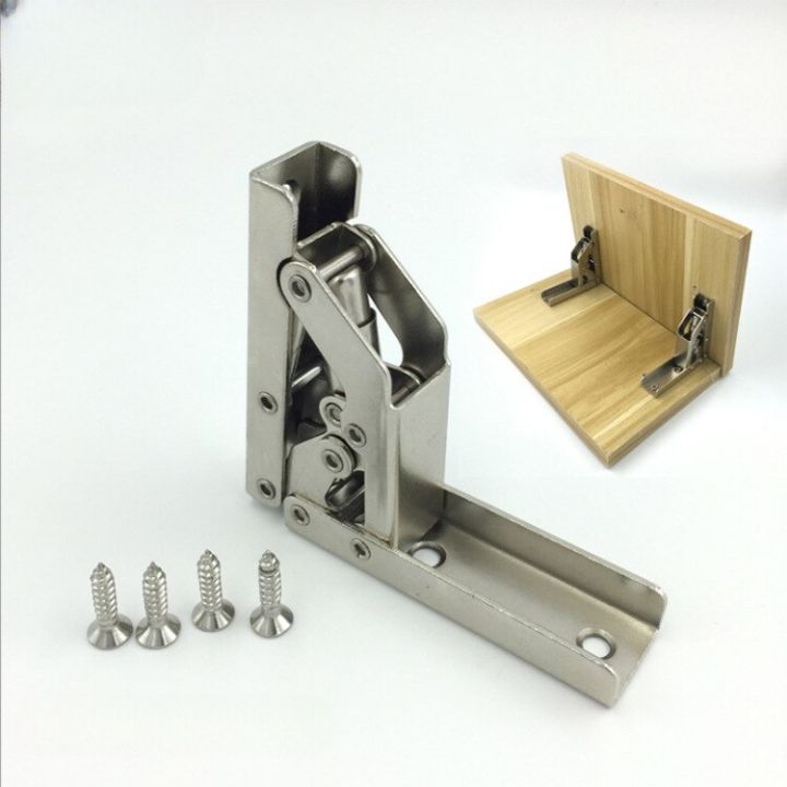 2pcs-90-degree-self-locking-folding-hinges-hole-free-hinge-table-legs-brackets-180-degree-flat-spring-folding-hinge-hardware-furniture-protectors-repl