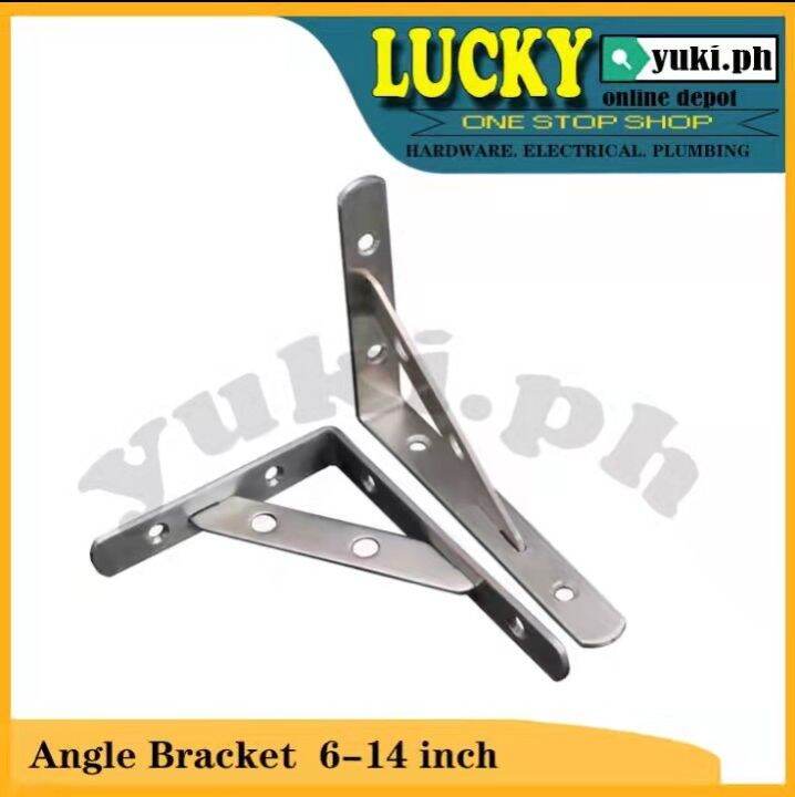 2PCS SET STAINLESS STEEL ANGLE BRACKET (SIZES; 6"/8"/10"/12"/14") w/ SCREW Lazada PH