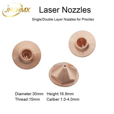 JHCHMX Fiber Laser Nozzles Single/Double Layer Dia.30mm H16.8 M15 Caliber 1.0-4.0mm for Precitec Procutter Cutting Machines