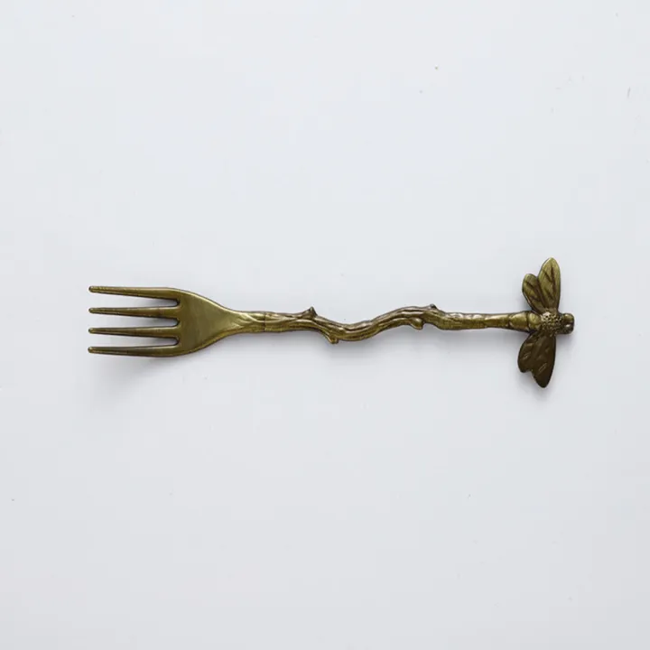 birthday-cake-fork-gold-plated-fork-fruit-dessert-fork-gold-plated-small-fork-branch-curved-handle-fork