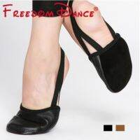 Cow Leather Half Sole Lyrical Dance Shoes Sandal Gym Shoes for Modern Dancing Womens Yoga Shoes Fitness Shoes Tan Black Colors