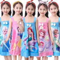 Disney Frozen Elsa Mermaid Princess Girls Kids Pajamas Mini Dress Strapy Pyjamas Casual Sleepwear Pjs