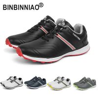 ◑ BINBINNIAO Waterproof Men Golf Shoes Professional Lightweight Golfer Footwear Golfing Sport Trainers Athletic Sneakers Brand