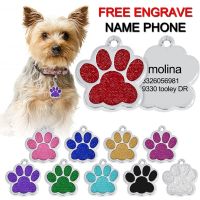 Free Engraved Pet Cat Dog ID Tags Customized Personalized Cat Puppy Name Tag Collar Accessories Anti-lost Pendant Metal Keyring