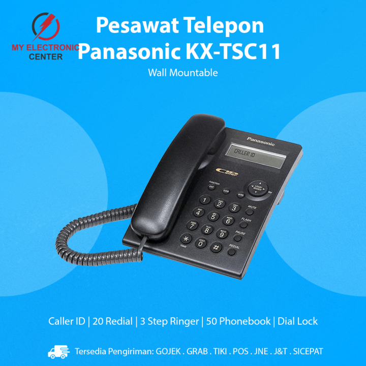 Pesawat Telepon Panasonic KX TSC11 Telephone Kabel Dinding Rumah Kantor Indihome Hitam