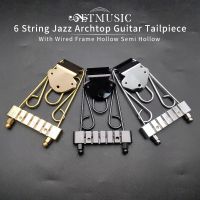 Trapeze Tailpiece กีต้าร์แจ๊ซ6 St แบบมีโครงมีสายกลวงกึ่งกีตาร์ไฟฟ้ากลวง-โครเมี่ยม // สีดำ