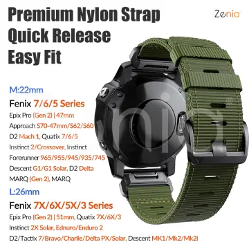 22 26mm Nylon Loop Bracelet For Garmin Fenix 7X 7 6X 6 Pro 5 3HR Epix Gen 2