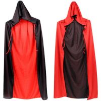 Kids Adult Vampire Cloak Cape Stand-up Collar Cap Reversible Black Red Cloak Halloween Party Cosplay Costume Men Women Clothes