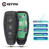 JHTJHNDTGFJHND KEYYOU KR55WK48801กุญแจรถระยะไกลสำหรับฟอร์ดโฟกัส C-MAX Mondeo Kuga เฟียสต้า B-max 433/434เมกะเฮิร์ตซ์4D83 80Bit อัจฉริยะ Keyless