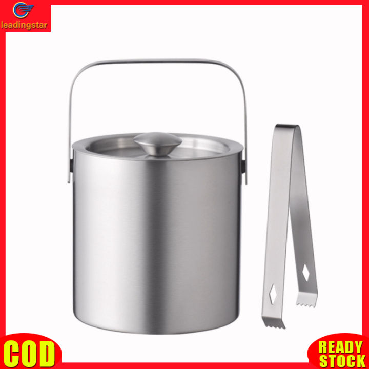 leadingstar-rc-authentic-1-3l-double-wall-stainless-steel-insulated-ice-bucket-with-ice-tong-for-home-bar-outdoor-chilling-beer