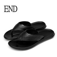 ร้อน, ร้อน★END  New Summer Men Leather Slippers Handmade Flip Flops Comfortable Breathable Beach Sandals Classic Casual Flats Shoes