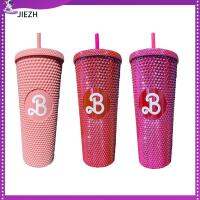 JIEZH พร้อมหลอดดูด ขวดน้ำหลอด อุปกรณ์ปาร์ตี้ตุ๊กตาบาร์บี้ Barbiee Studded Tumbler ถ้วยเครื่องดื่มแก้ว ของใหม่ ภาพยนตร์บาร์บี้ ถ้วยดื่มน้ำ ฟิตเนสท่องเที่ยว