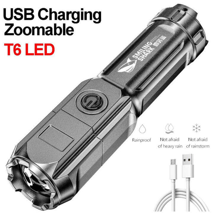 Portable Mini LED Flashlight USB Rechargeable IPX6 Waterproof 3 Lighting Modes Camping Hiking
