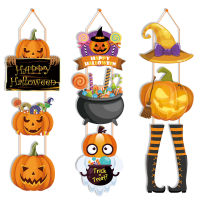 ฟักทองฮาโลวีน Ghost Magic หมวกประตูแขวน Trick หรือ Treat Party ป้ายแขวน Happy Halloween Day Pendats สำหรับ Home Door 2023