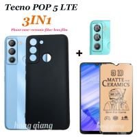 เคสซิลิโคนนิ่ม3in1 Tecno POP 5 LTE สีดำฝ้าเคสโทรศัพท์กันกระแทก + ฟิล์มบางเซรามิก + ฟิล์มเลนส์