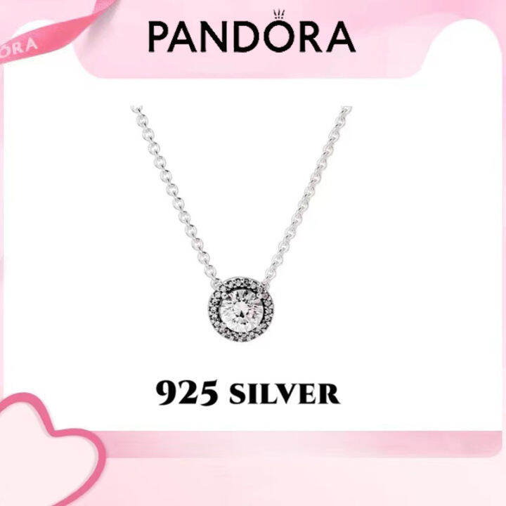 สร้อยคอเงินแท้แพนดอร่า-925-สำหรับผู้หญิง-pandora-classic-elegant-925-sterling-silver-clavicle-chain-temperament-elegant-shape-womens-necklace