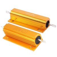 2 Pcs Gold Aluminum Clad Power Resistor Resistance 100W, 2 Ohm 2R &amp; 4 Ohm 4R