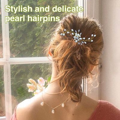 Crystal Pearl Hairpin Bridal Hair Vine Tiaras Head Piece Headband Hairbands Wedding Dress Hair Accessories Jewelry Headdress Adhesives Tape