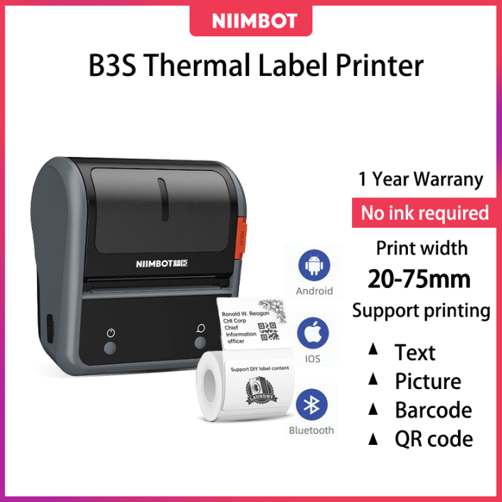 Niimbot B3S Label Printer Inkless Bluetooth Portable Printer Max 75mm Label  with Free Label Lazada Indonesia