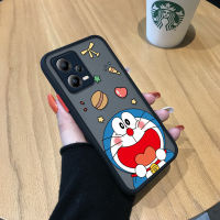 เคสโทรศัพท์มือถือสำหรับ Xiaomi Redmi Note 12 5G Xiaomi Poco X5 5G การ์ตูนน่ารัก Dorae-Mon มีน้ำค้างแข็งโปร่งใสอาหารเคสโทรศัพท์มือถือกันกระแทกกล้องคลุมทั้งหมดปกป้องโทรศัพท์