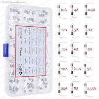 ✟♨▼ 75pcs 15value 5x20mm 250V Fast Blow With Lead Wire Glass Fuse kit Box 0.5A 1A 2A 3A 3.15A 4A 5A 6A 6.3A 8A 10A 12A 15A 20A 25A