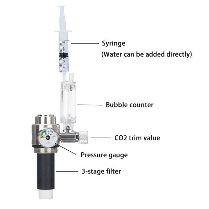 2l-co2กระบอกเครื่องกำเนิดไฟฟ้าระบบพิพิธภัณฑ์สัตว์น้ำ-co2เครื่องกำเนิดไฟฟ้าสแตนเลสฉีดน้ำฟองเมตรพืชน้ำปลาถัง