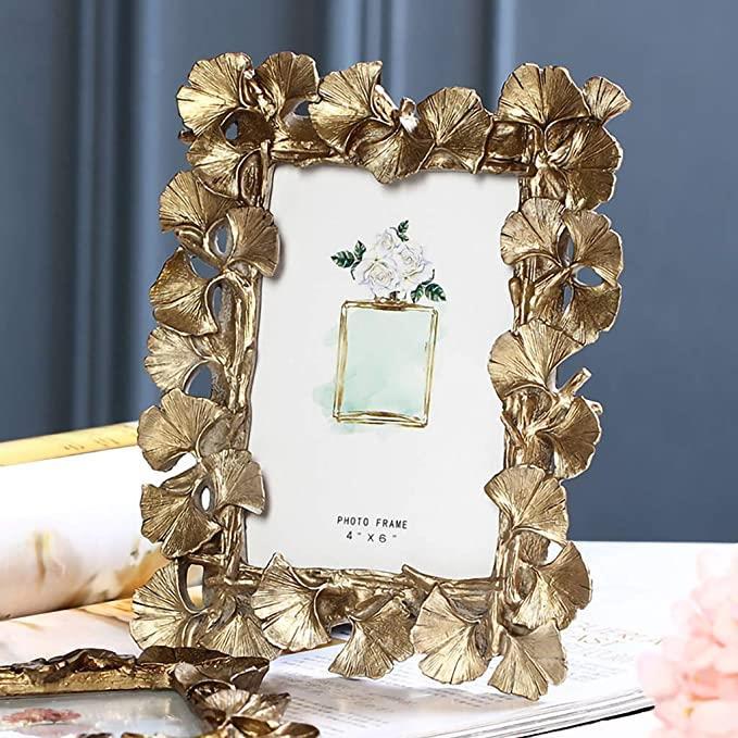 golden-ginkgo-leaf-photo-frame-set-up-custom-made-nordic-wedding-photography-european-style-retro-resin-photo-frame-set-up