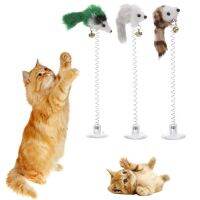 False Mouse Cat Toy Spring Suction Feather Stick Cat Toys Funny Cartoon Mouse Cat Interactive Kitten Cat Toy Pet Products