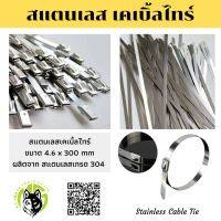 เข็มขัดรัดท่อ 12 นิ้ว (4.6*300 mm) เคเบิลไท Stainless Cable Tie หนวดกุ้ง สแตนเลสเคเบิ้ลไทร์ ขนาด 12 นิ้ว แพ็ค 100 เส้น เข็มขัดรัดท่อสแตนเลส